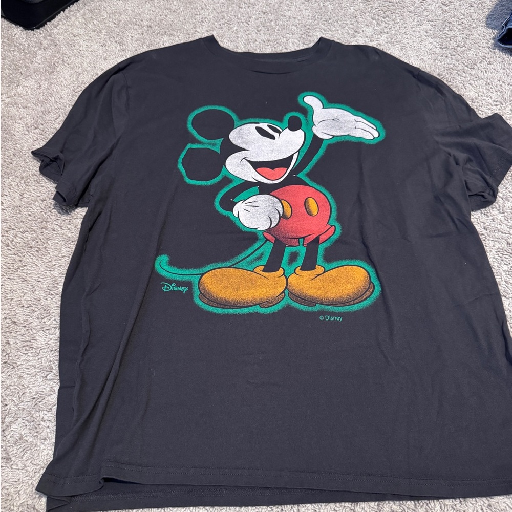 Black Mickey Mouse Graphic T-Shirt
